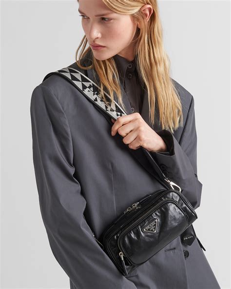 prada with silver hardware|PRADA Nappa Double Pocket Buckle Shoulder Bag Black.